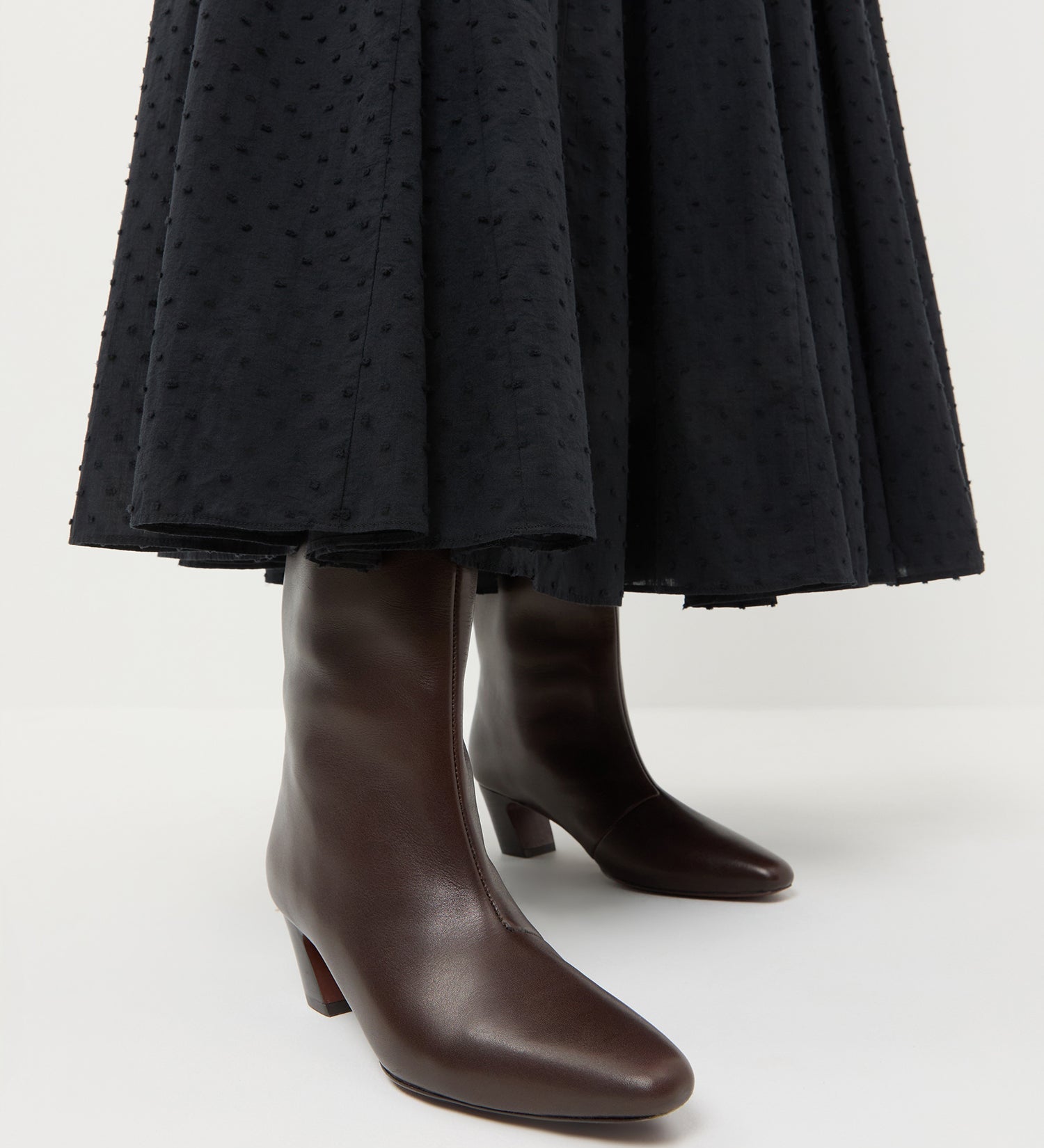 Loeffler Randall - Cleo Brown Leather Mid - Calf Boot