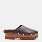 Le Monde Beryl - Clog / Chocolate Leather Mink Shearling