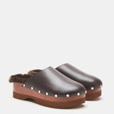 Le Monde Beryl - Clog / Chocolate Leather Mink Shearling