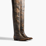 Khaite - Clive Over - the - Knee Flat Boot in Vintage Black Leather