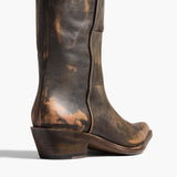 Khaite - Clive Over - the - Knee Flat Boot in Vintage Black Leather