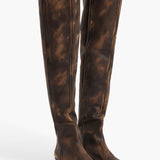 Khaite - Clive Over - the - Knee Flat Boot in Vintage Black Leather