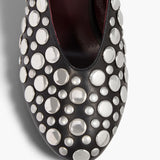 Khaite - Cloak Mule in Black Leather with Silver Studs