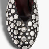 Khaite - Cloak Wedge in Black Leather with Silver Studs