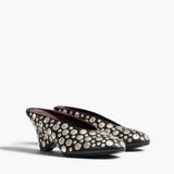 Khaite - Cloak Mule in Black Leather with Silver Studs