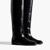 Khaite - Colt Knee - High Boot in Black Glazed Leather