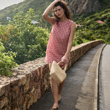 DÔEN - CORALIE DRESS -- SCARLET MARILYN GINGHAM