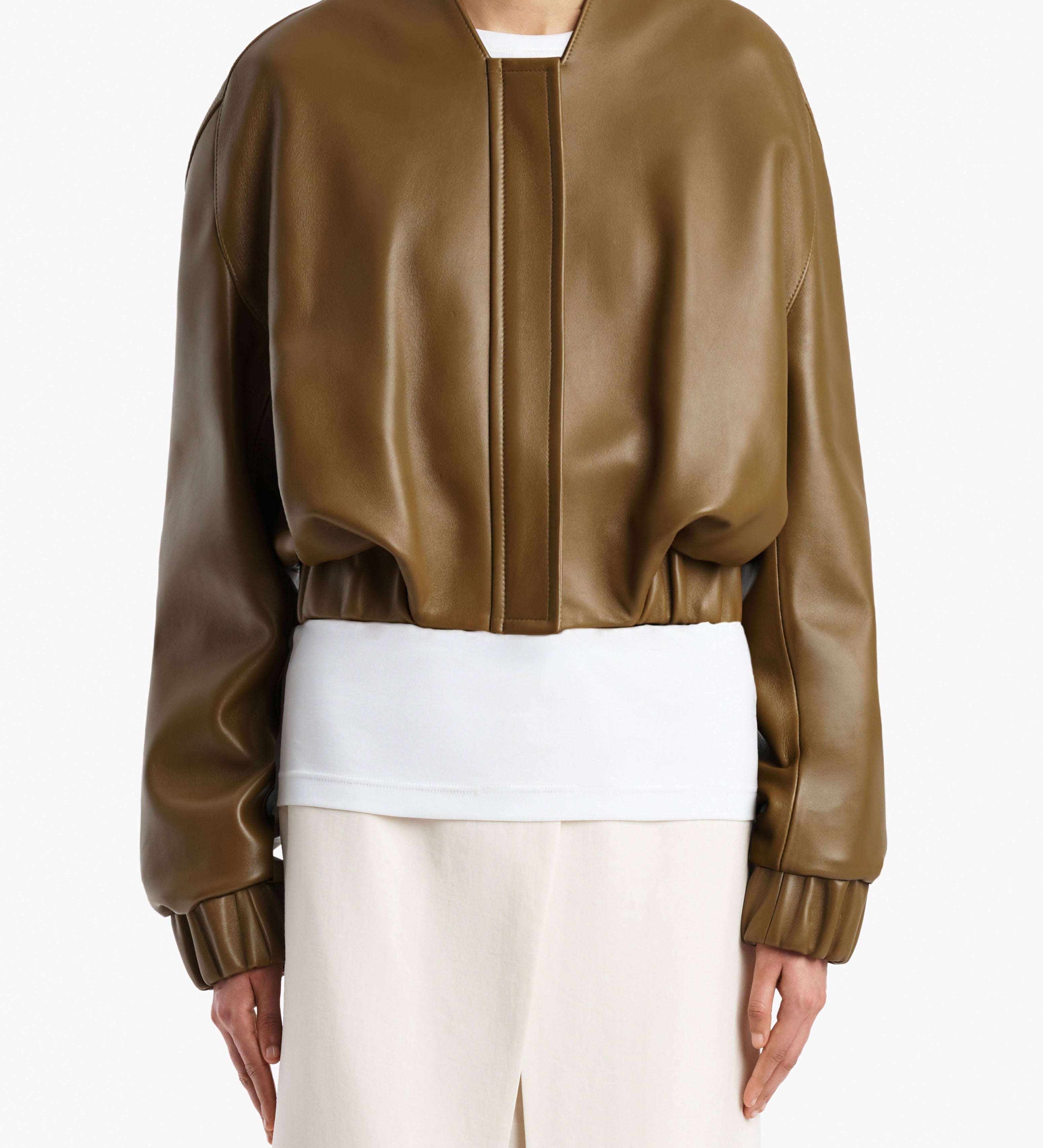 Khaite - Cordan Jacket in Dark Olive Leather