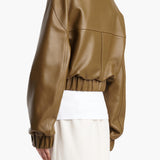 Khaite - Cordan Jacket in Dark Olive Leather