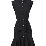 Veronica Beard - Bell Button Down Ruched Shirtdress