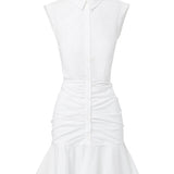 Veronica Beard - Bell Button Down Ruched Shirtdress