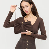 Loeffler Randall - Corrine Brown Suede Gathered Clutch