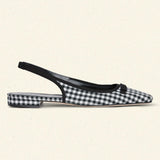 DÔEN - COSSIMA SLINGBACK -- BLACK AND WHITE GINGHAM