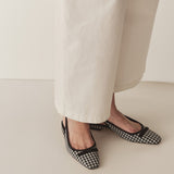 DÔEN - COSSIMA SLINGBACK -- BLACK AND WHITE GINGHAM