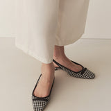 DÔEN - COSSIMA SLINGBACK -- BLACK AND WHITE GINGHAM