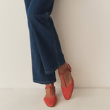 DÔEN - CRISTINA T STRAP FLAT -- FUEGO SUEDE