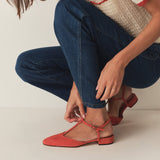 DÔEN - CRISTINA T STRAP FLAT -- FUEGO SUEDE