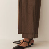 DÔEN - CRISTINA T-STRAP FLAT -- BROWN FAUX CROC