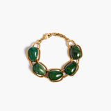 Khaite - Cyclone Stone Bracelet in Antique Gold with Green
