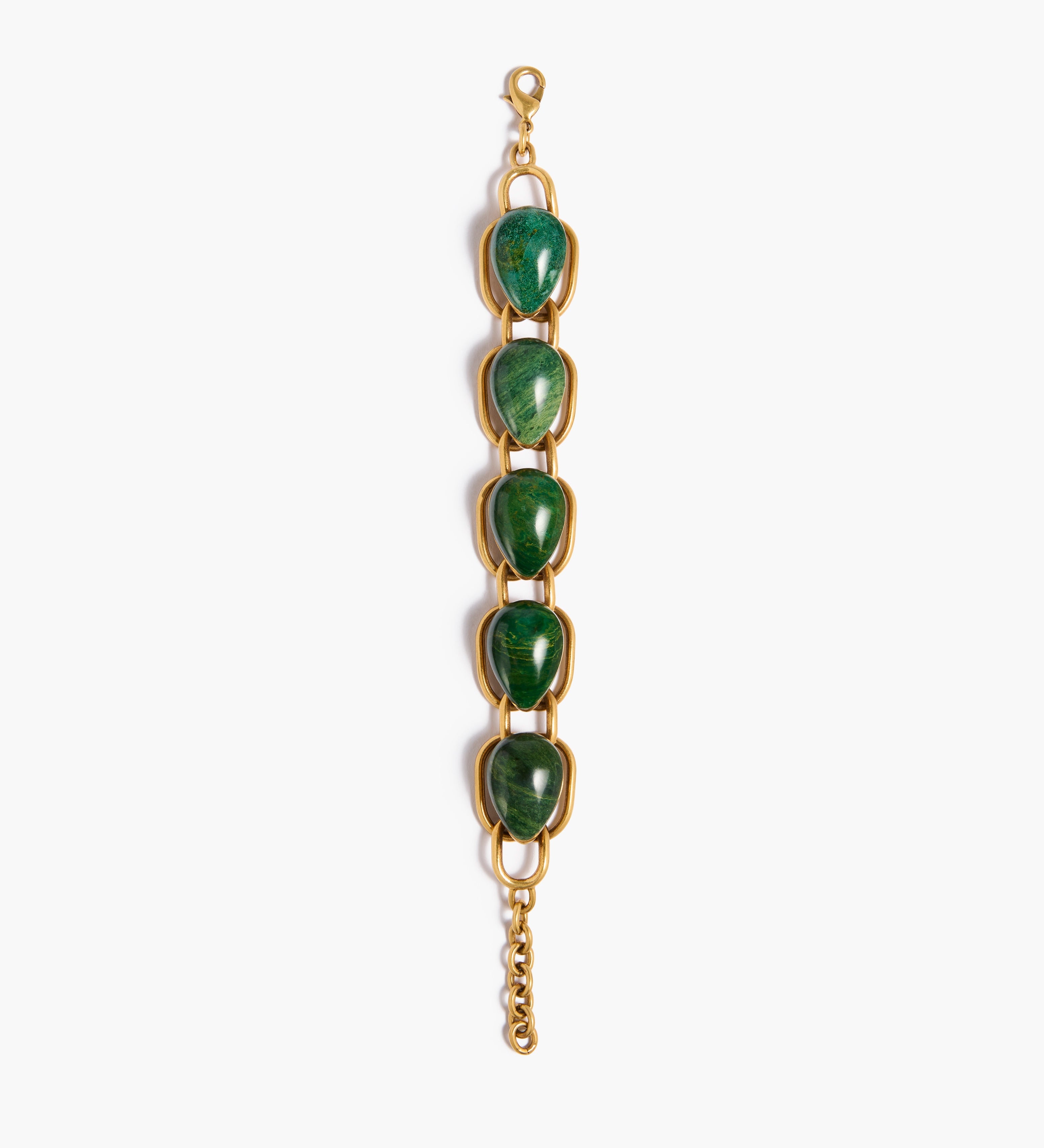 Khaite - Cyclone Stone Bracelet in Antique Gold with Green