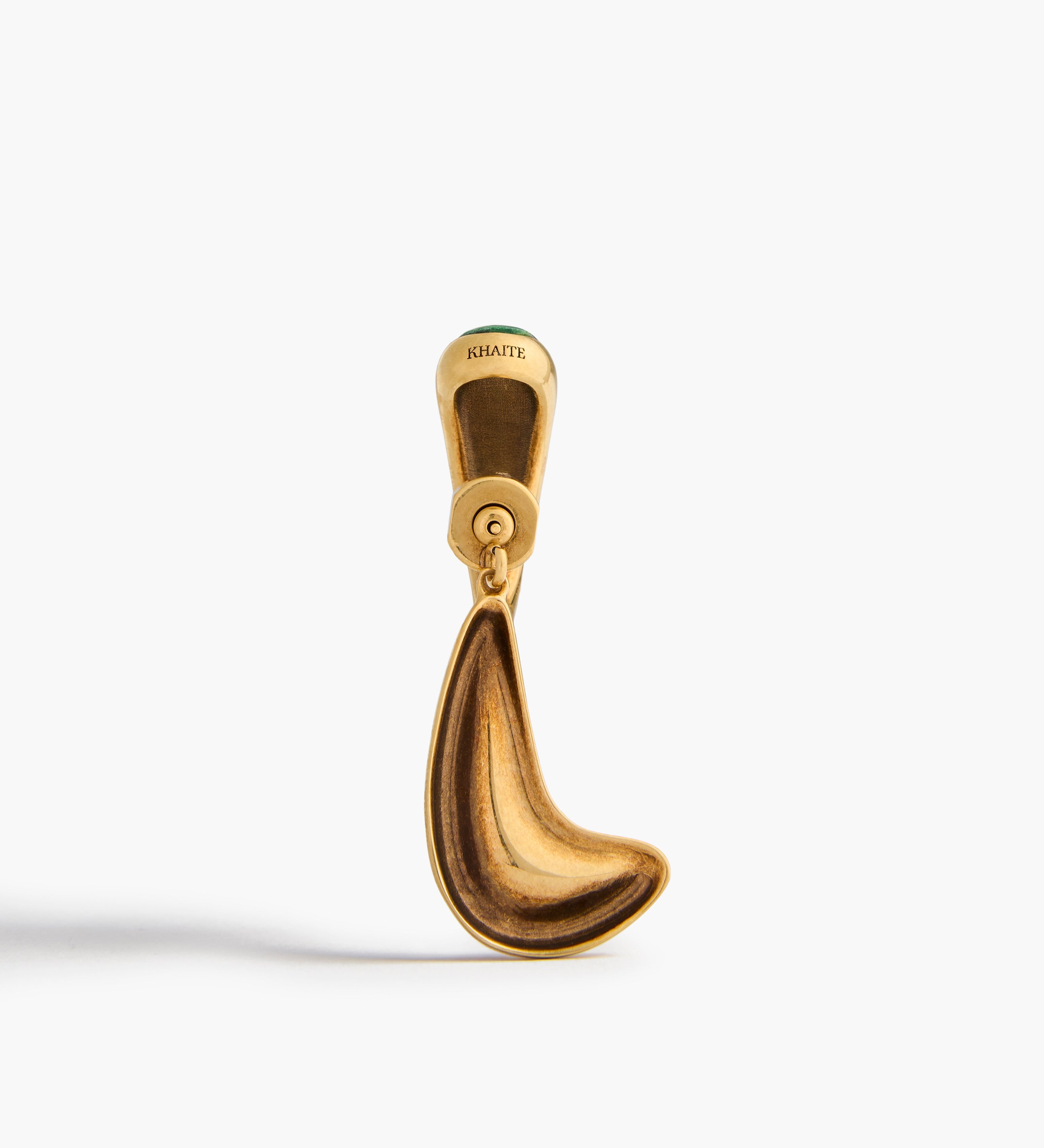 Khaite - Cyclone Earrings in Antique Gold with Green