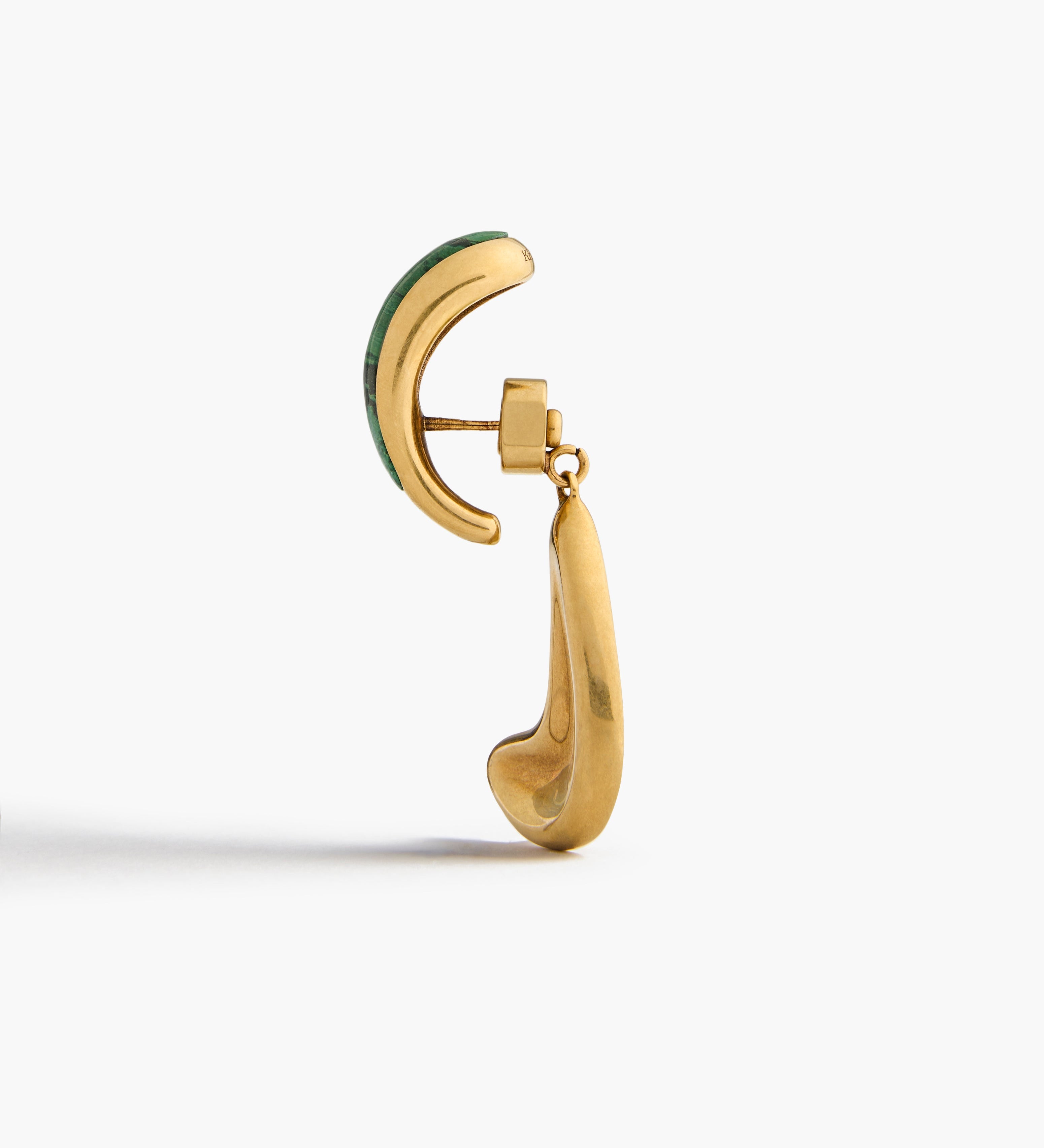 Khaite - Cyclone Earrings in Antique Gold with Green