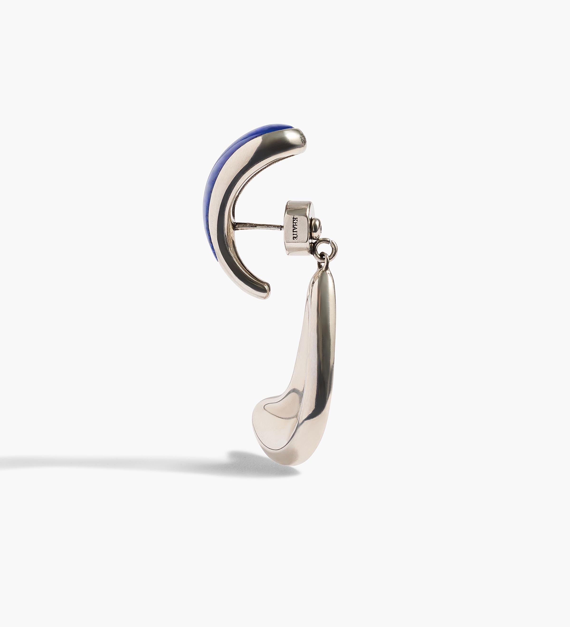 Khaite - Cyclone Earrings in Silver with Blue
