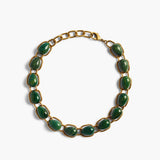 Khaite - Cyclone Chain Necklace in Antique Gold with Green