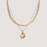 Kinn - Carter Herringbone & Maison Oval Locket Necklace Stack
