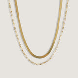 Kinn - Carter Herringbone Chain & Paperclip Link Chain Necklace Stack