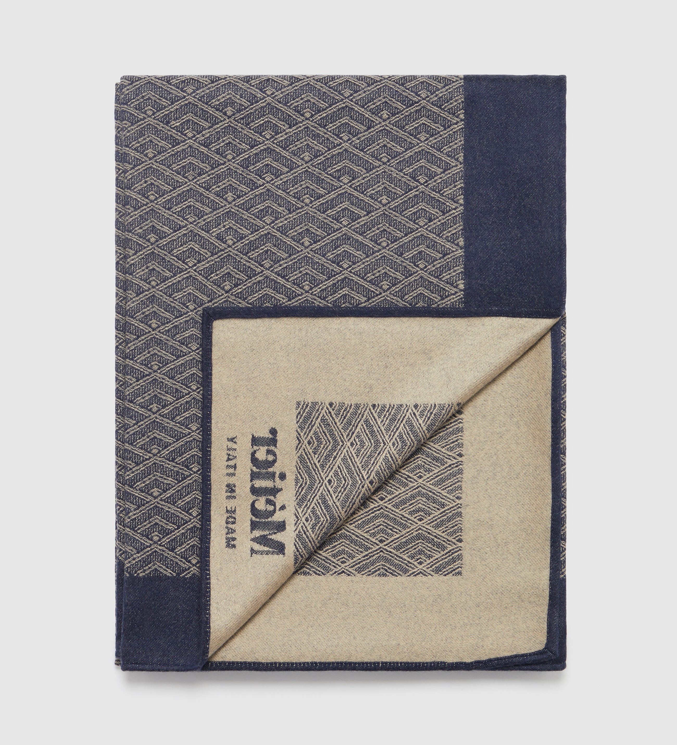 Metier - Large Cashmere Throw Navy and Natural
