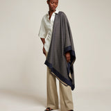 Metier - Large Cashmere Throw Navy and Natural