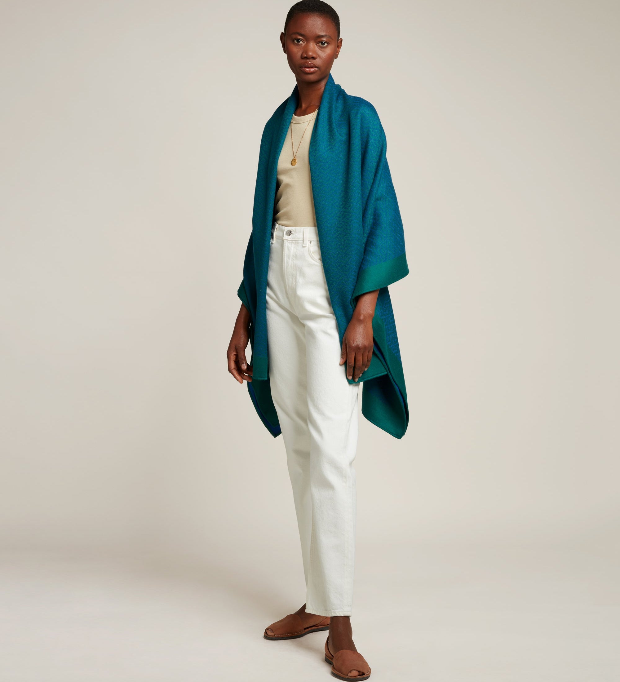 Metier - Large Cashmere Throw Yves Blue and Emerald