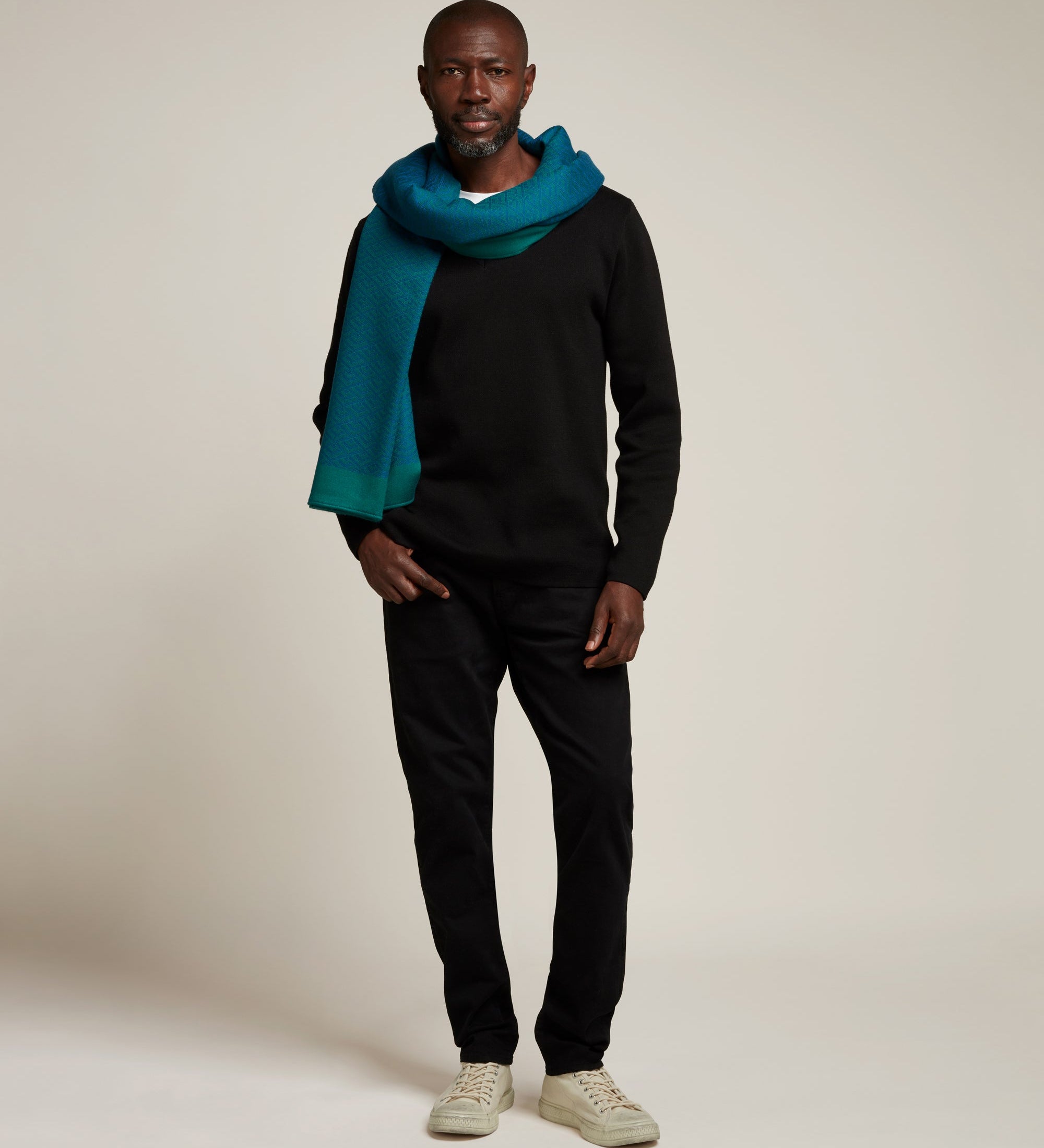 Metier - Large Cashmere Throw Yves Blue and Emerald