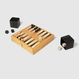 Metier - Travel Chess and Backgammon Set in Buffalo and Smooth Calfskin Leather, Olive and Ebony Wood