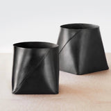 The Citizenry - Azad Tall Leather Storage Bins - Black