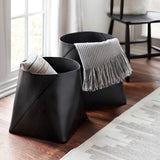 The Citizenry - Azad Tall Leather Storage Bins - Black