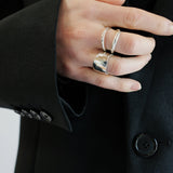 Kinn - Mira Sculptural Cigar Band Ring Diamond Silver