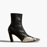 Khaite - Nevada Stretch High Boot in Black with Natural Python - Embossed Leather