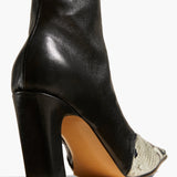 Khaite - Nevada Stretch High Boot in Black with Natural Python - Embossed Leather