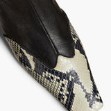 Khaite - Nevada Stretch Low Boot in Black with Natural Python - Embossed Leather