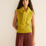 DÔEN - DAMIA CASHMERE VEST -- ANTIQUE MOSS