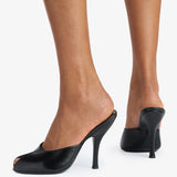 Jude - Date Mule in Black Creased Leather