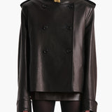 Khaite - Dean Jacket in Black Leather with Shearling