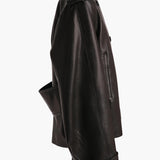 Khaite - Dean Jacket in Black Leather with Shearling