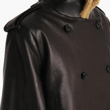 Khaite - Dean Jacket in Black Leather with Shearling