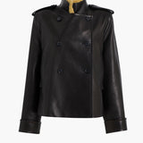 Khaite - Dean Jacket in Black Leather with Shearling