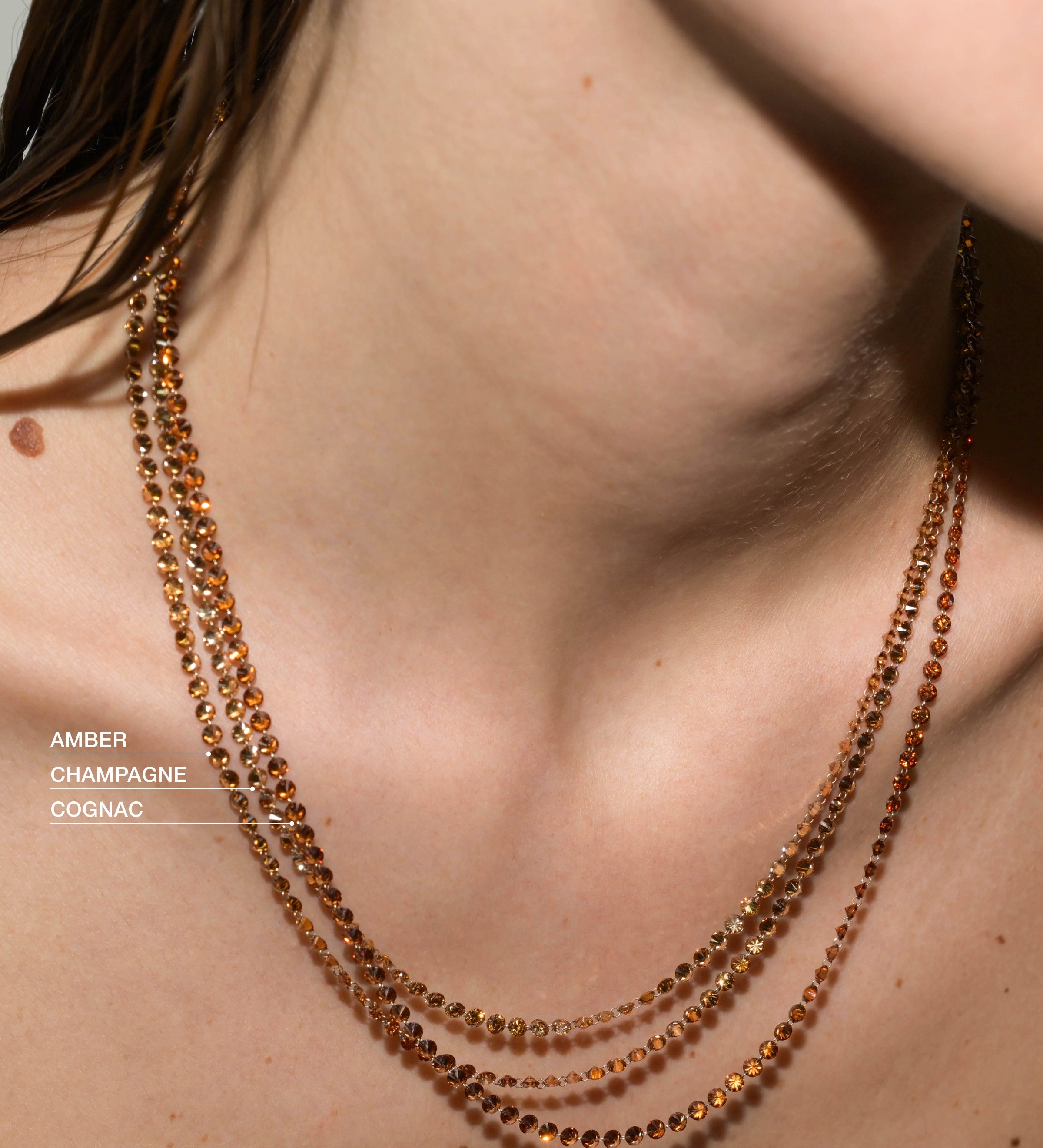 Dorsey - 14K FLOATING ETERNITY NECKLACE IN COGNAC LAB DIAMOND, 14K YELLOW GOLD