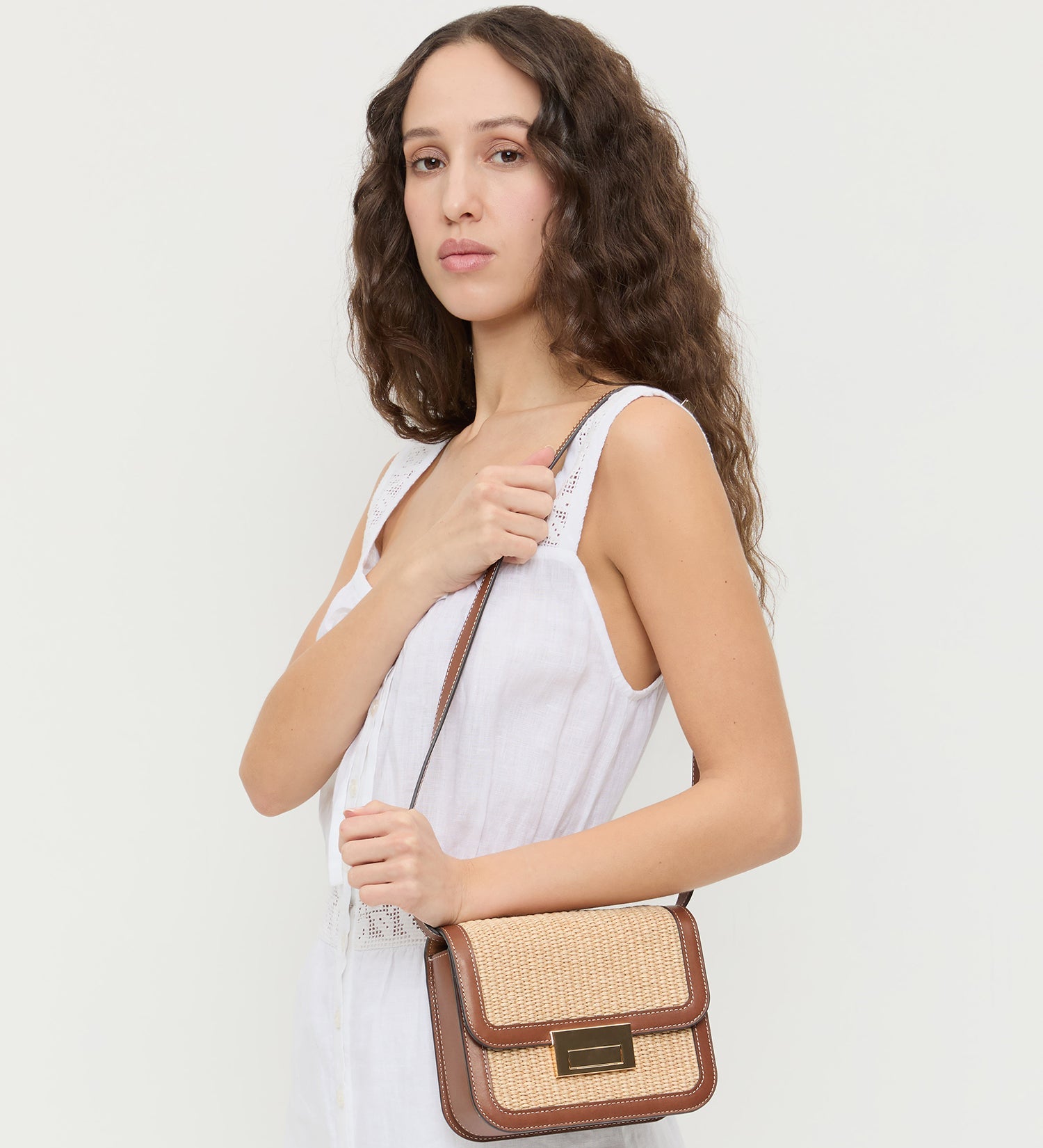 Loeffler Randall - Desi Natural/Cacao Straw Crossbody