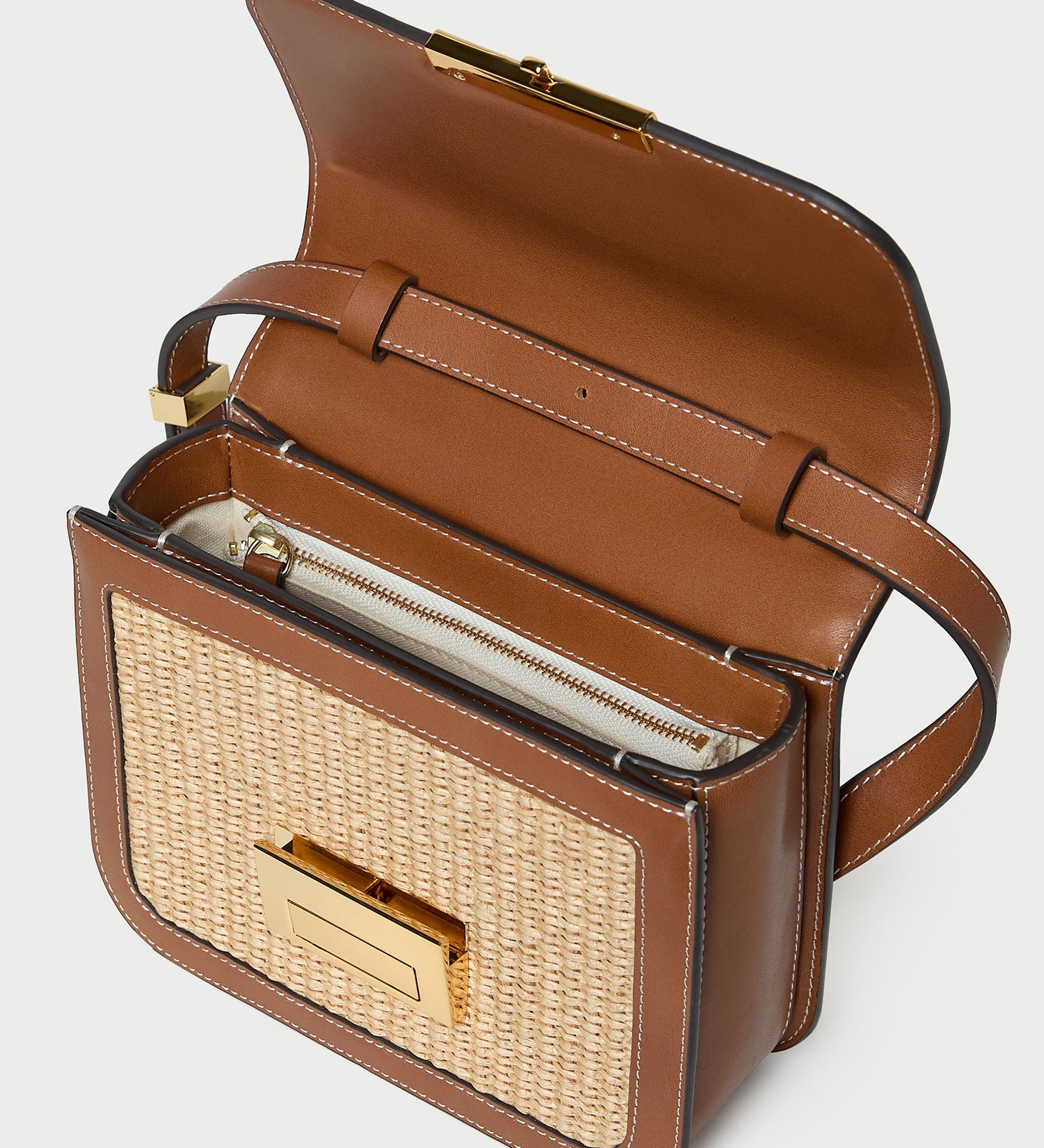 Loeffler Randall - Desi Natural/Cacao Straw Crossbody